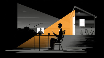 Two men are sitting in chairs in front of a computer. One man is on the left and the other is on the right