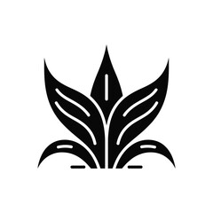 Stylized Plant Icon with Pointed Leaves in Black and White