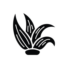 Aloe Vera Plant Silhouette with Linear Details on White Background