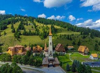 Fototapeta premium Aerial view of Dorna Arini monastery in Suceava county - Romania