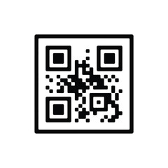 Black and White QR Code Icon for Digital Information Access