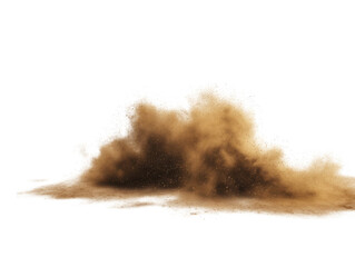 Realistic sandy dust cloud billowing upwards isolated on transparent background