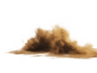 Realistic sandy dust cloud billowing upwards isolated on transparent background