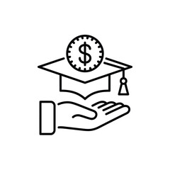 Financial Aid for Education Graduation Cap Icon