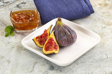 Purple ripe fig with cut