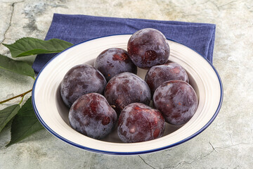 Ripe sweet tasty blue plum