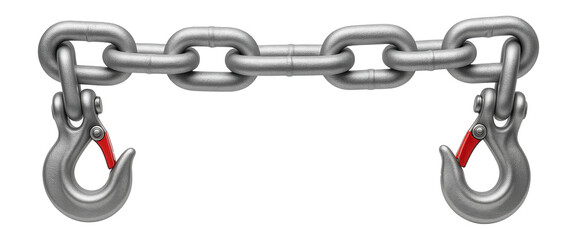 Galvanized steel tow chain with clevis hooks for construction equipment