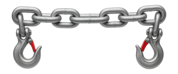 Galvanized steel tow chain with clevis hooks for construction equipment