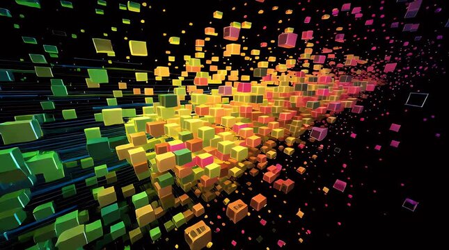 Abstract multicolored cubes - Powered by Adobe