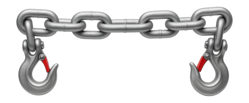 Galvanized steel tow chain with clevis hooks for construction equipment