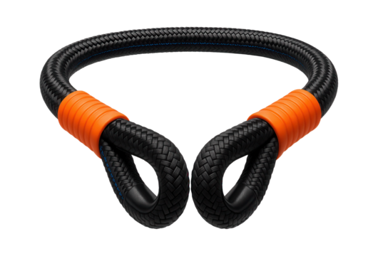 High-strength kinetic recovery rope with shock-absorbing properties for 4x4 vehicles