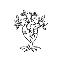 Heart Shaped Tree of Life Line Art Illustration