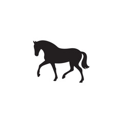 Fototapeta premium Black silhouette of a horse walking on a white background animal 1