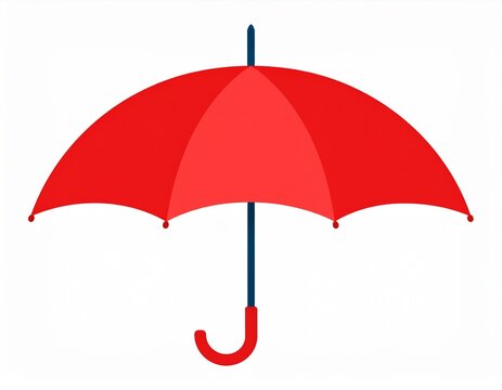Simple vector of a red umbrella opened, flat design, white background