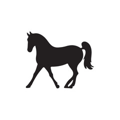 Obraz premium Black silhouette of a horse walking on a white background animal 3