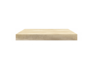 A light beige rectangular wooden block isolated on transparent background