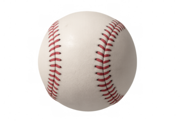 Classic white baseball with red stitching rotating, isolated on transparent background, perfect for sports-themed projects