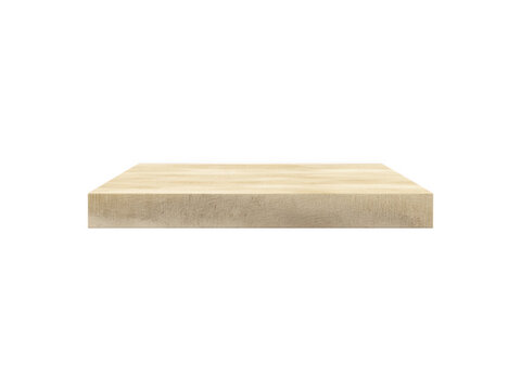 A light beige rectangular wooden block isolated on transparent background