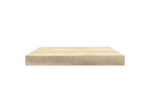 A light beige rectangular wooden block isolated on transparent background