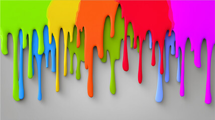 Colorful Dripping Paint Abstract on Neutral Background