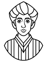 Obraz premium Young person with striped shirt and distinctive hairstyle in outline 