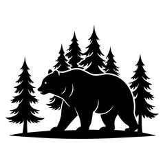 Black Silhouette Bear in Nature Walk 