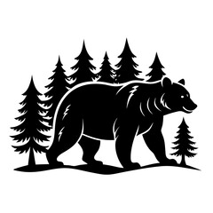 Black Silhouette Bear in Nature Walk 