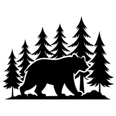 Black Silhouette Bear in Nature Walk 