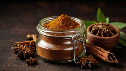  Brown Spice Powder in Glass Jar 
