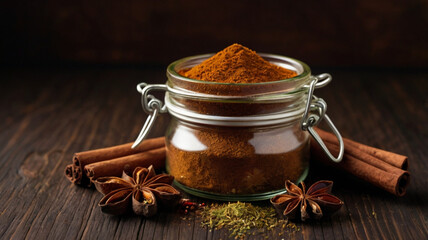  Brown Spice Powder in Glass Jar 
