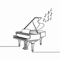 One Line Drawing of a Grand Piano