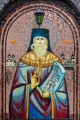 Obraz premium A mosaic icon depicting Saint Cleopa Ilie at the Piatra Taieturii Monastery in Suceava County - Romania