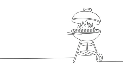 One Line Drawing of a BBQ Grill