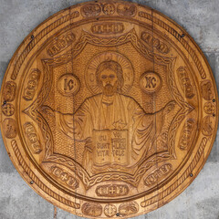 A wooden sculpture representing Jesus Christ at the Dorna Arini Monastery in Suceava County - Romania