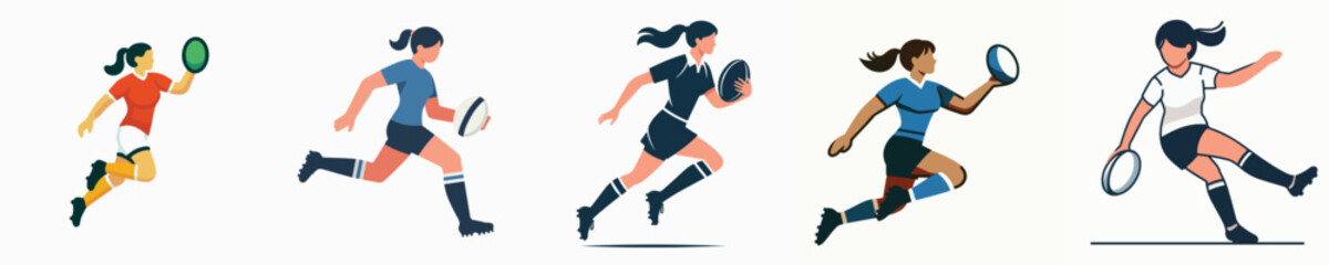 vector of a famale playing rugby