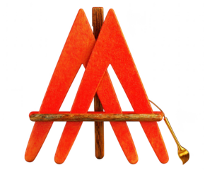 Artistic red letter a symbol with golden paintbrush isolated on transparent background