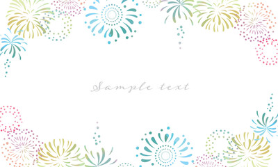 シンプルな水彩の打ち上げ花火背景フレーム2