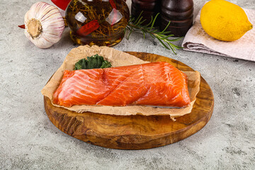 Piece of cut salmon fillet