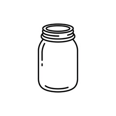 Simple Outline Illustration of a Mason Jar on White Background