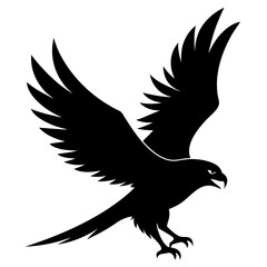 Hawk flying clean black silhouette vector 