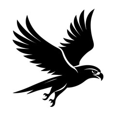Hawk flying clean black silhouette vector 