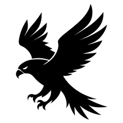 Hawk flying clean black silhouette vector 