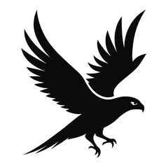 Hawk flying clean black silhouette vector 