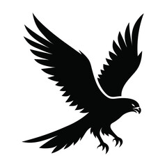 Hawk flying clean black silhouette vector 