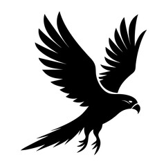 Hawk flying clean black silhouette vector 