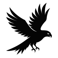 Hawk flying clean black silhouette vector 