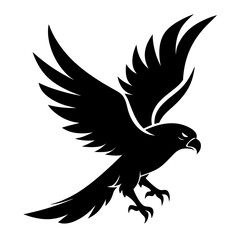 Hawk flying clean black silhouette vector 