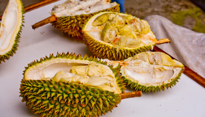 close-up view of Montong durian fruit, Medan, North Sumatra