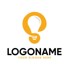 Question Mark Light bulb Idea Logo