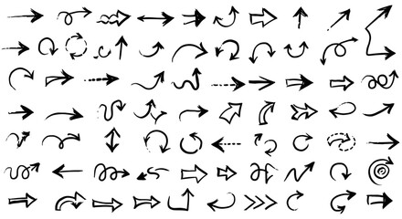 Naklejka premium Comprehensive Set of Hand-Drawn Arrow Illustrations